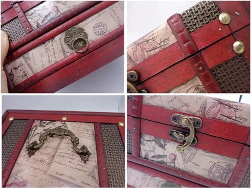 Vista 7 de iTun Joyero de madera vintage caja de almacenamiento organizadora estuche de regalo para mujeres aniversario boda recuerdos Navidad cumpleaños San