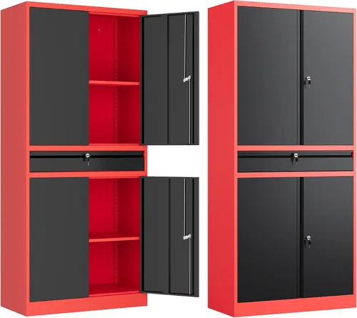 Vista 25 de Letaya Gabinetes de almacenamiento de garaje de metal con ruedas,Gabinete Negro