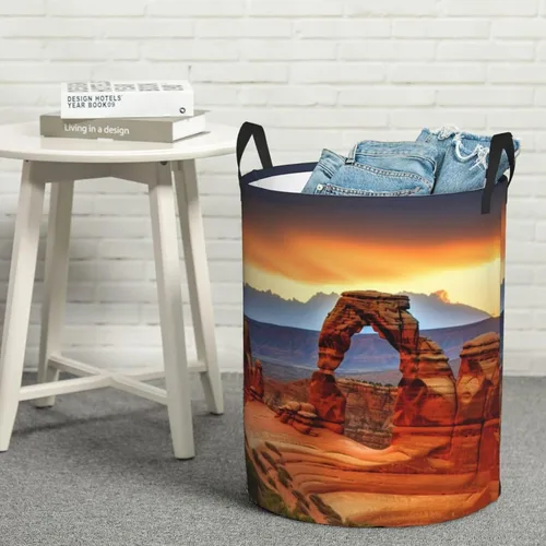 Vista 8 de Arches National Park - Cesta circular impermeable con asas para ropa, juguetes, pequeña
