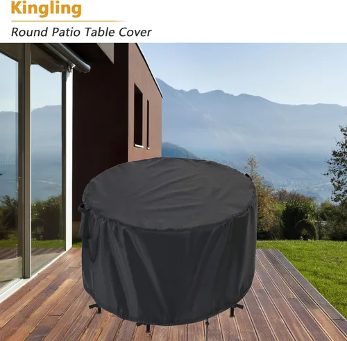 Vista 7 de Kingling Fundas impermeables para muebles de patio, fundas redondas para mesa de patio de 42 pulgadas, resistentes al aire libre, para comedor