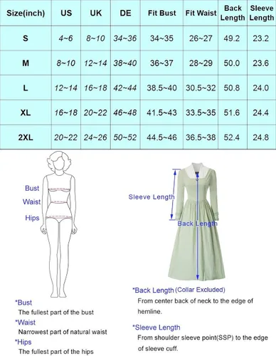 Vista 3 de SCARLET DARKNESS - Vestido colonial para mujer, disfraz sencillo de pionera de la pradera