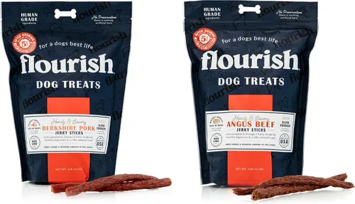 Vista 16 de Flourish Pets Angus - Palitos de carne seca de res, golosinas para perros, masticables de entrenamiento saludable (8 onzas)