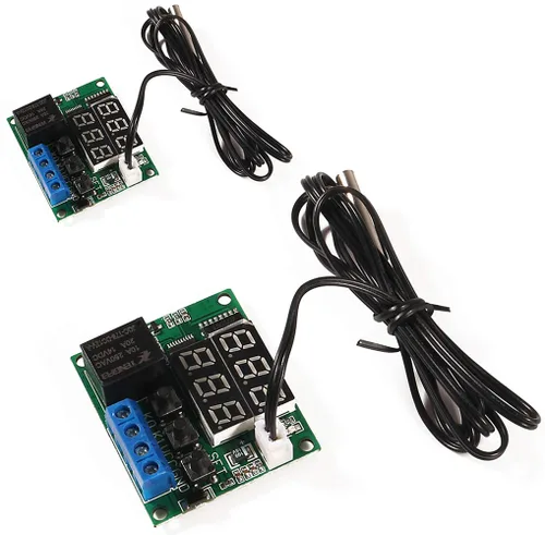 Vista 8 de UMLIFE 2 piezas de módulo controlador de temperatura con estuche, XH W1209 pantalla LED módulo termostato digital con sonda NTC impermeable -50~110℃