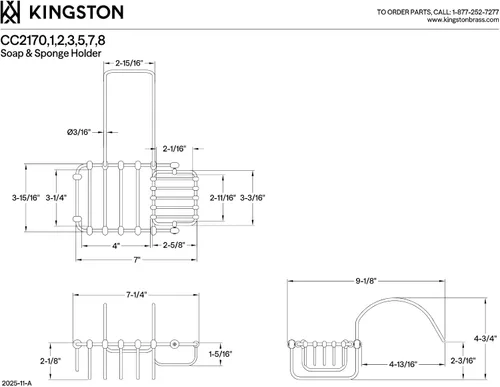 Vista 2 de Kingston CC2178 - Soporte giratorio para jabón y esponja (7 pulgadas), níquel cepillado