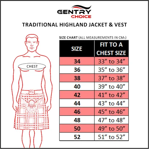 Vista 7 de Gentry Choice Chaqueta y chaleco formal de boda escocesa para hombre, color negro, con chaleco
