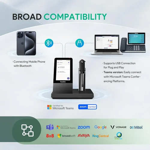 Vista 2 de Yealink WH67 Auriculares Inalámbricos DECT Actualizados, Certificados para Teams, Compatible con Teléfono de Escritorio, PC, Teléfono Móvil