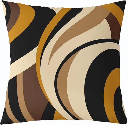 Vista 11 de Funda de almohada moderna con estampado de líneas geométricas de doble cara de 16 x 16 pulgadas, funda de almohada cuadrada suave con remolinos
