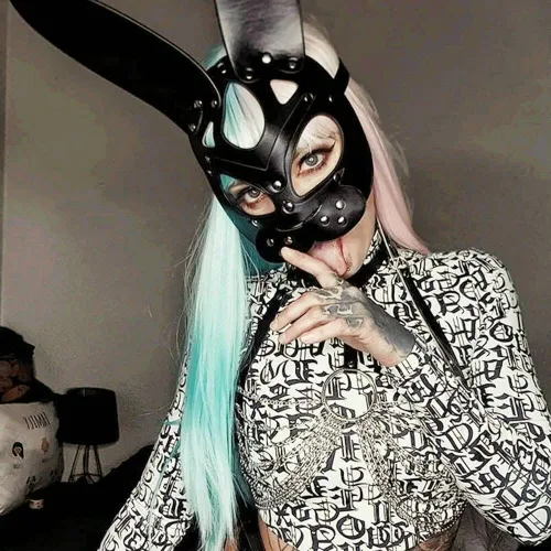 Vista 5 de Furealux Women Leather Masquerade Party Mask for Cosplay Halloween Costume Accessory