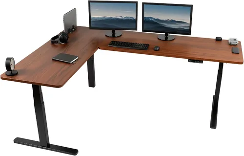 Vista 52 de VIVO DESK-KIT-3E8BO - Escritorio eléctrico de altura ajustable de 83 x 60 pulgadas para trabajar de pie, con 2 cubiertas sólidas de bambú, marco
