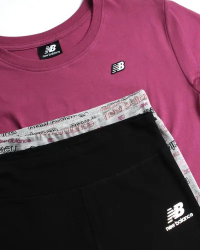 Vista 2 de New Balance Conjunto de leggings activos para niñas camiseta de 3 piezas y leggings