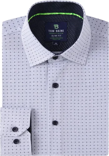 Vista 5 de Tom Baine Camisa de hombre ajustada de manga larga de alto rendimiento geométrica casual con botones