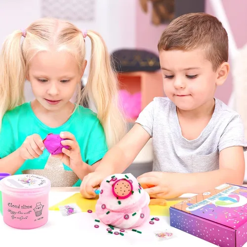 Vista 6 de Cloud Slime - Paquete de 15 fundas coloridas para niñas y niños, suministros divertidos de recuerdos de fiesta, kit de slime a granel perfumado