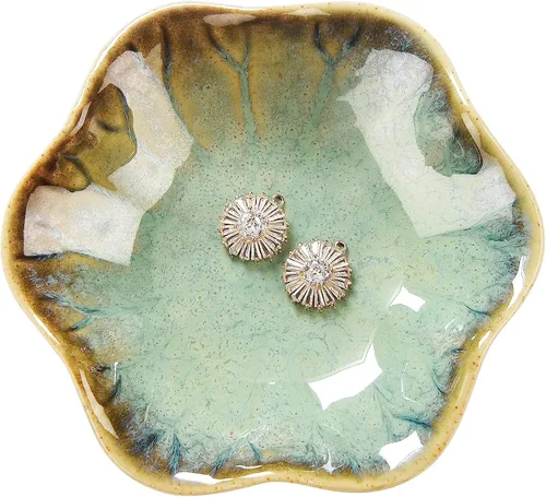 Vista 4 de 2 platos para anillos, cuenco pequeño para llaves, bandeja de cerámica para joyas, organizador de collares, aretes para mamá, amiga, hermana, todas
