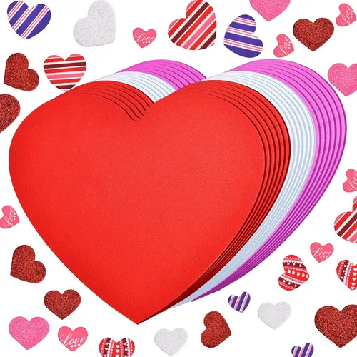 Vista 6 de Zonon Kit de 378 piezas de manualidades para el día de San Valentín, calcomanías de corazón de San Valentín, corazones de espuma autoadhesivos