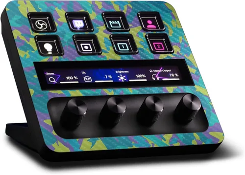 Vista 18 de MightySkins - Piel de fibra de carbono compatible con Elgato Stream Deck + - Morado sólido Acabado de fibra de carbono texturizado protector