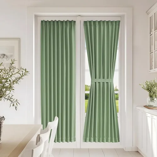 Vista 102 de Vatge Cortinas laterales autoadhesivas para puertas de cristal, sin taladro, extraíble, panel de filtrado de luz, 1 panel, 12 pulgadas de ancho x 60