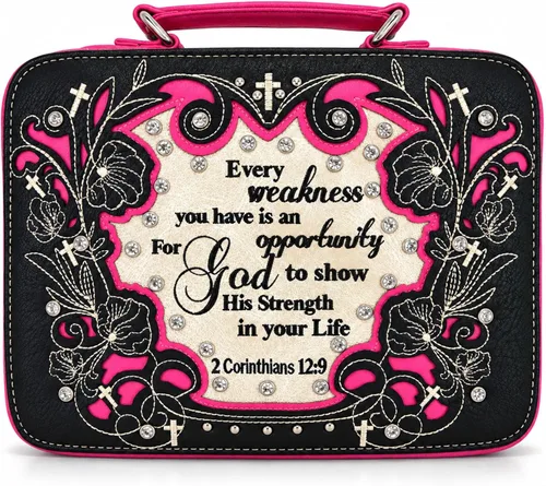 Vista 6 de Western Trendy - Funda grande para la Biblia para mujer, funda cristiana con asa (beige)