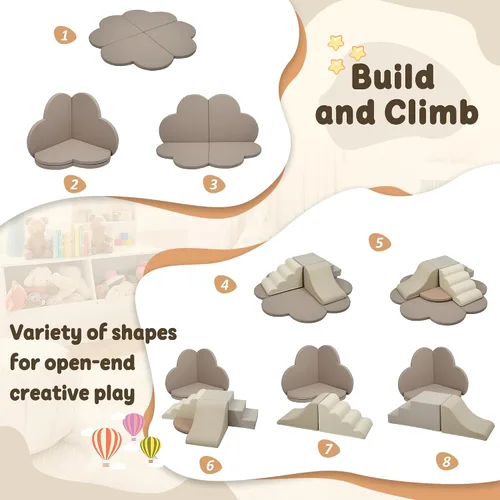 Vista 2 de Merax - Juguetes de escalada de interior para niños pequeños, 6 piezas de bloques de escalada de espuma suave Set de juego suave Climb & Slide