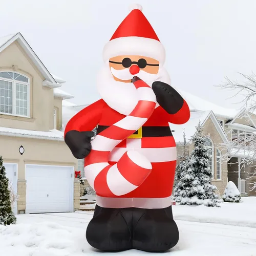 Vista 3 de COMIN Inflables de Navidad de 8 pies para decoración al aire libre, saxofón inflable de Papá Noel con LED integrados para Navidad, interiores