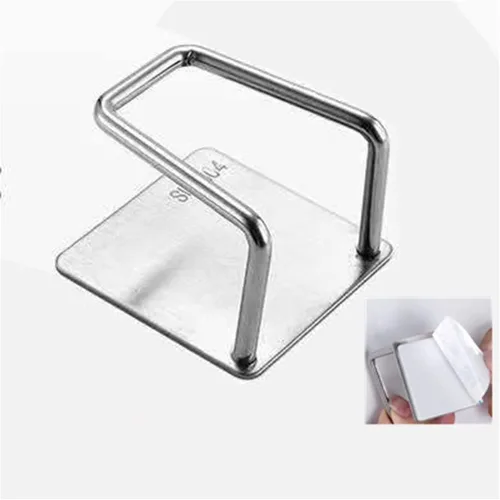 Vista 2 de Soporte para tapa de olla, 2 pares de organizadores de tapa de olla de montaje en pared, acero inoxidable 304, autoadhesivo, para puerta