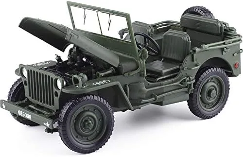Vista 2 de Coche de vehículos Willys de la Segunda Guerra Mundial 1:18 para regalos