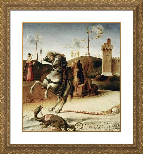 Vista 5 de ArtDirect Bellini, Giovanni 20x21 Black Modern Framed Art Print Titled: Saint George From the Pala Pesaro