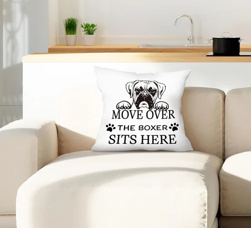 Vista 5 de Fundas de almohada Boxer Decor de 18 x 18 pulgadas, decoración del hogar de perros, regalos para amantes de los perros, almohadas decorativas Move