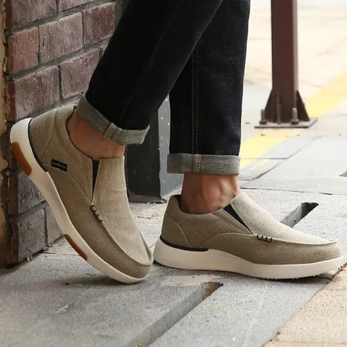 Vista 4 de OrthoComfoot Zapatos ortopédicos cómodos sin cordones para hombre con soporte de arco, mocasines ortopédicos para fascitis plantar, zapatos de lona