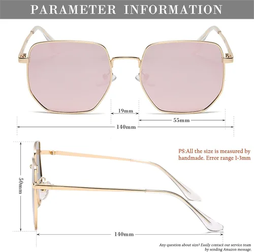 Vista 7 de HJSTES Square Polarized Sunglasses Womens Men Trendy Hexagon Frame Sun Glasses UV400 Protection