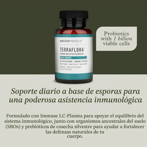 Vista 2 de Terraflora Deep Immune Synbiotic, probiótico de esporas SBO, inmune, 60