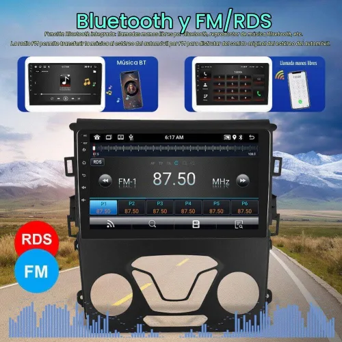 Vista 6 de Android 13.0 Doble DIN estéreo para coche para Ford Fusion 2013-2016 9 pulgadas HD pantalla táctil audio multimedia receptor con Carplay Android