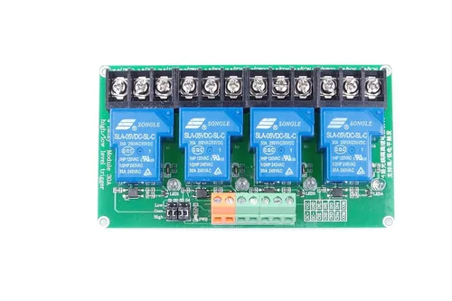 Vista 7 de Módulo de relé de 4 canales CC de 5 V de alto nivel de activación de optoacoplador carga de aislamiento 30 A CC 30 V / CA 250 V para control