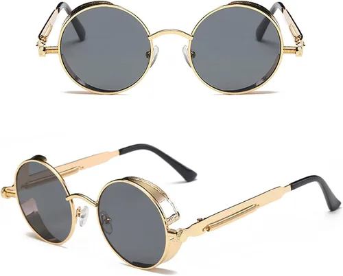 Vista 2 de 2 Pares, De Los Hombres De Las Mujeres Gafas De Sol Lindo Steampunk Redonda UV400 Gafas De Mujeres Y Hombres, talla única