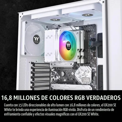 Vista 3 de Thermaltake UX200 SE Blanco Placa base 5V Sincronización ARGB 16.8 millones de colores 15 LED direccionables Intel/AM5/AMD (LGA 1851/1700) enchufe