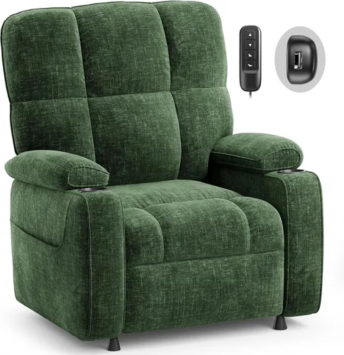 Vista 9 de AMADA HOMEFURNISHING Silla reclinable eléctrica para adultos, reclinable eléctrico de felpilla ajustable infinita con soporte para tazas, control