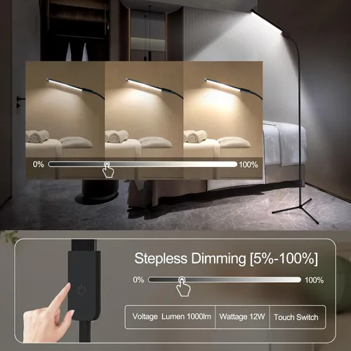 Vista 7 de Hanaking Lámpara de pie con control remoto, lámpara LED brillante para extensiones de pestañas, lámpara de pie regulable de 4 colores para belleza