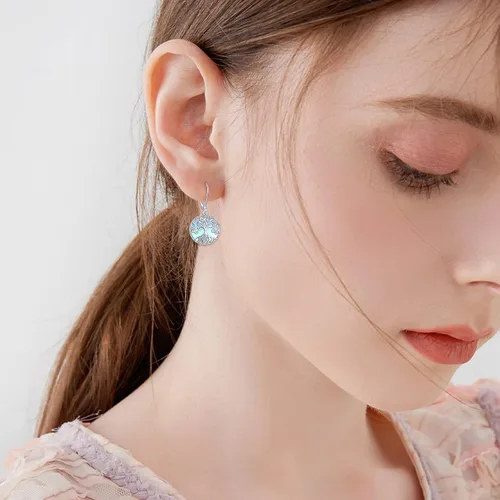 Vista 121 de Aretes colgantes con forma de lágrima de filigrana de piedra lunar de plata de ley 925 con cierre de palanca para mujer, regalos de joyería