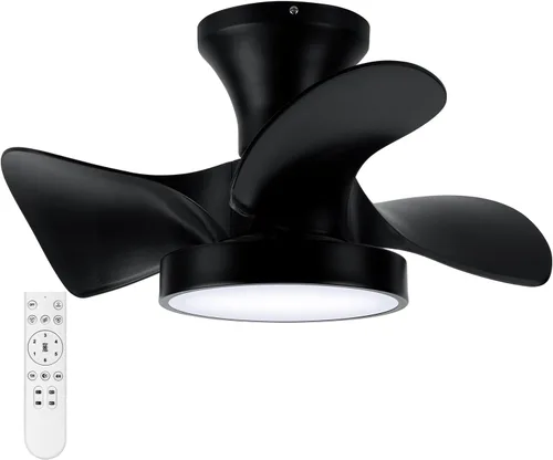 Vista 10 de 52 Inch Flush Mount Quiet Low Profile Ceiling Fan with Light and Remote Black/52