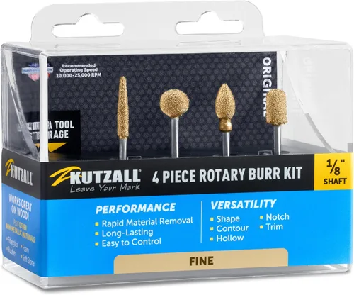 Vista 10 de Kutzall Kit de fresas rotativas de 5 piezas, eje de 1⁄8 pulgadas, grano variado, brocas para tallar madera para Dremel, Foredom, Ryobi, DeWalt