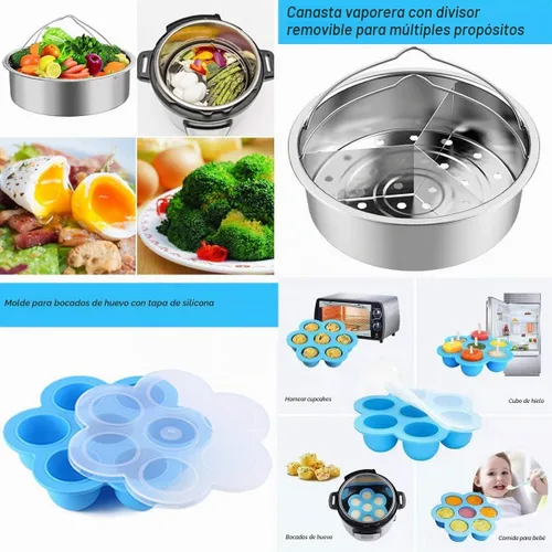 Vista 4 de Instant Pot - Juego de accesorios para olla a presión de 6 cuartos de galón y 8 cuartos de galón, 2 cestas de vapor, molde desmontable, molde