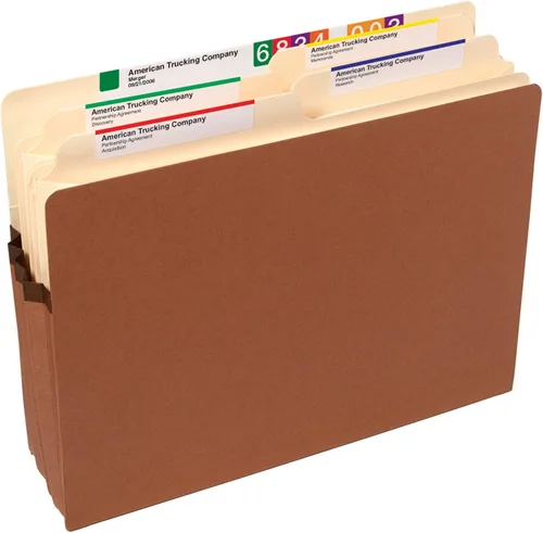 Vista 2 de Smead Bolsillo para archivos, pestaña de corte recto, altura de guía, expansión 3-1/2, tamaño carta, cuerda roja, 50 por caja (73805)