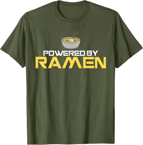 Vista 81 de Camiseta de fideos de anime japoneses Powered By Ramen, Negro, S