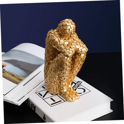 Vista 6 de ARTIBETTER Figura escultura decoración de mesa dorada Decoración de oficina Estante dorado Escultura abstracta Estatuilla de arte abstracto