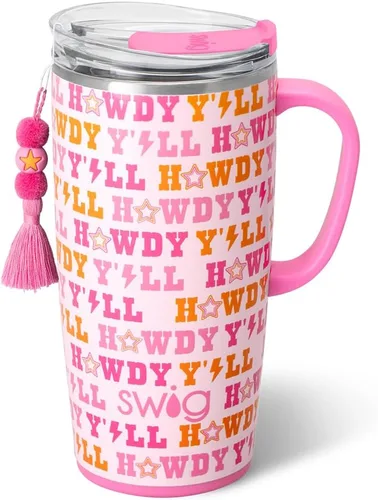 Vista 9 de Swig Life Taza de Viaje de 18 oz, Vaso Aislante con Asa y Tapa, Taza de Café de Viaje, Compatible con Portavasos, Acero Inoxidable, Vaso de 18 oz
