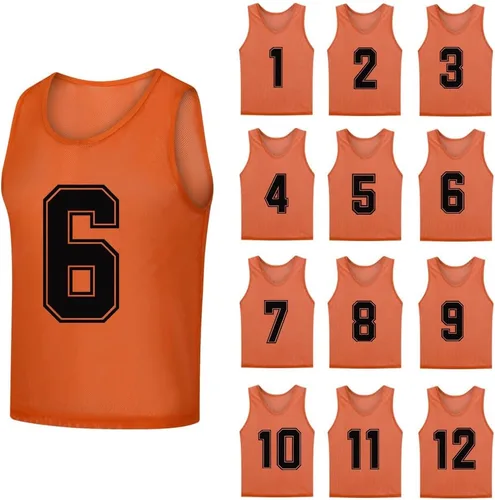 Vista 10 de Paquete de 12 (1-12) Pinnies/baberos de entrenamiento de fútbol/camisetas de baloncesto para niños, jóvenes y adultos