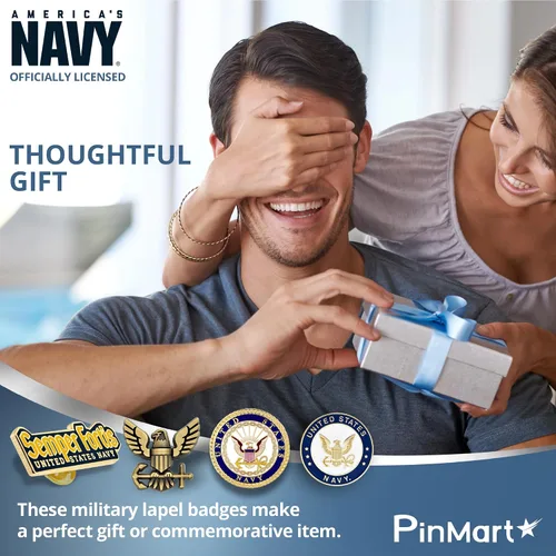 Vista 8 de PinMart Pin de solapa con licencia oficial de la Marina de los Estados Unidos – Pin de emblema militar de la Marina de los Estados Unidos – Broche