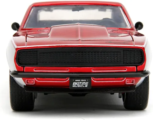 Vista 3 de Jada Big Time Muscle 1:24 1967 Chevy Camaro - Auto fundido a presión, juguetes para niños y adultos (plata/rojo)