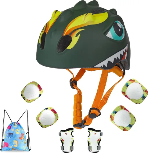 Vista 11 de Toddler Helmet Kids Bike Helmet for 2 3 4 5 6 7 8 Years Old Girls with 3D Dinosaur Design Protective Gear Set and Safety Certified, Toddler Bike