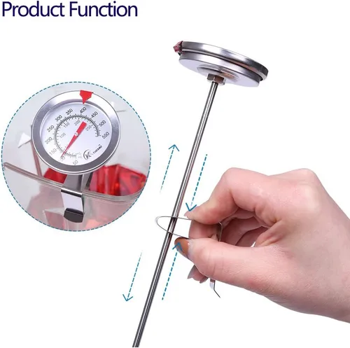 Vista 7 de KT THERMO Termómetro de caramelo/freír profundo con lectura instantánea, termómetro analógico, termómetro de carne con pincho de acero inoxidable