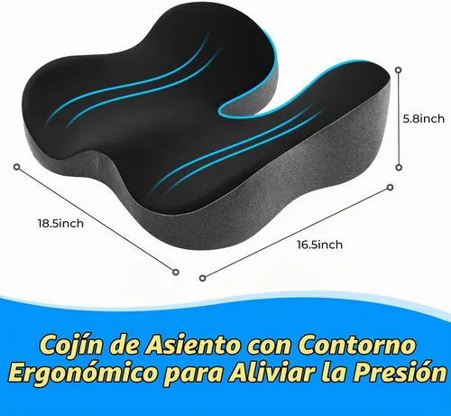 Vista 2 de Dreamer Car Cojín de asiento para alivio del dolor de coxis y ciática Negro y gris